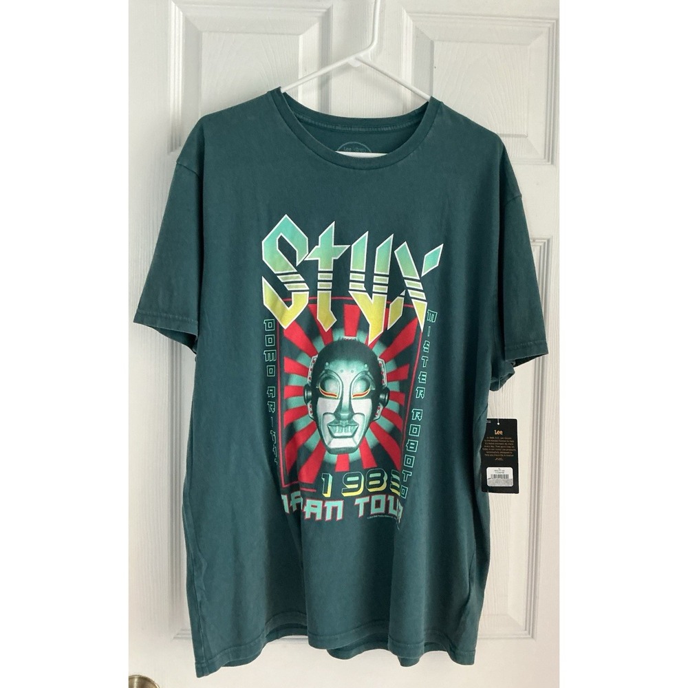 Lee Styx Mister Roboto 1983 Japan Tour Graphic T-Shirt Mens XL Blue Classic Fit